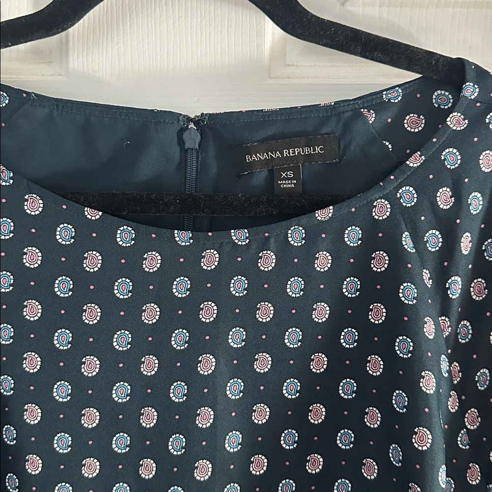 J crew paisley bell sleeve dress XS BLUE GREEN - Picture 4 of 6